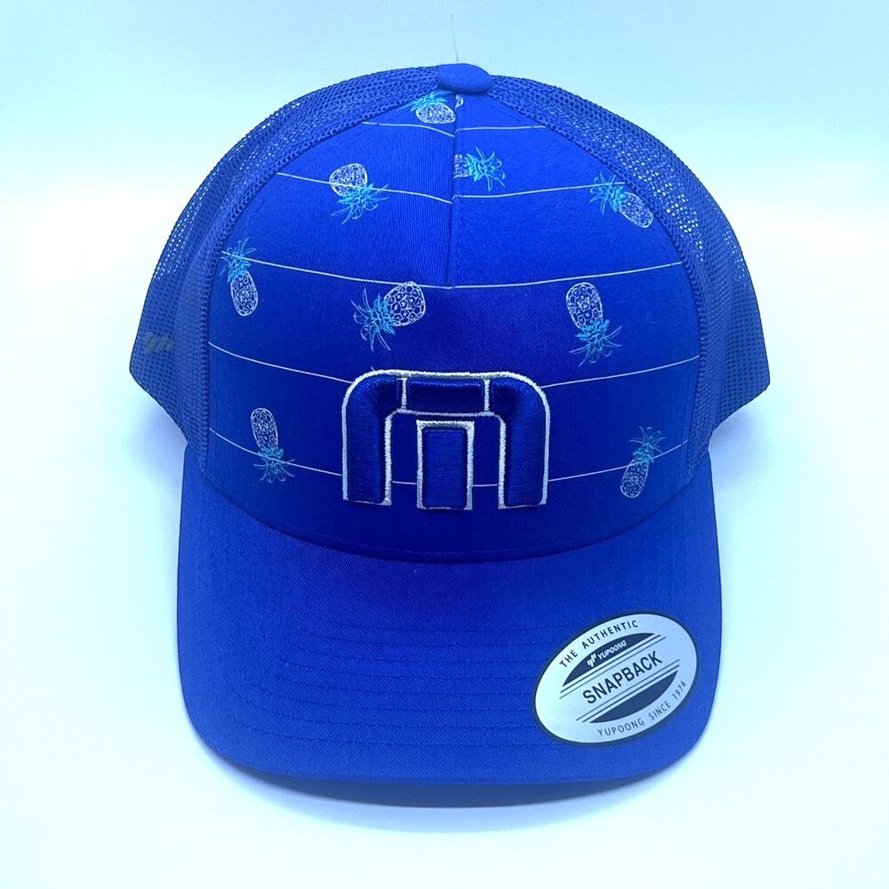 Travis Mathew Big Bend Pineapple Golf Trucker Hat Royal Blue Snapback OS NWT